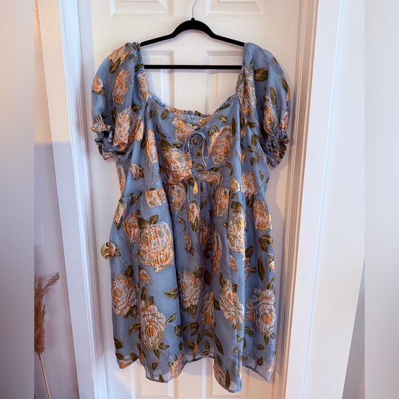 JessaKae Dresses & Skirts - JessaKae Blue and Gold Floral Dress